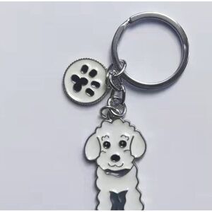 Poodle Dogs Paw print Keychain white Puppy Keychain SHIH TZU Maltese NWT‎